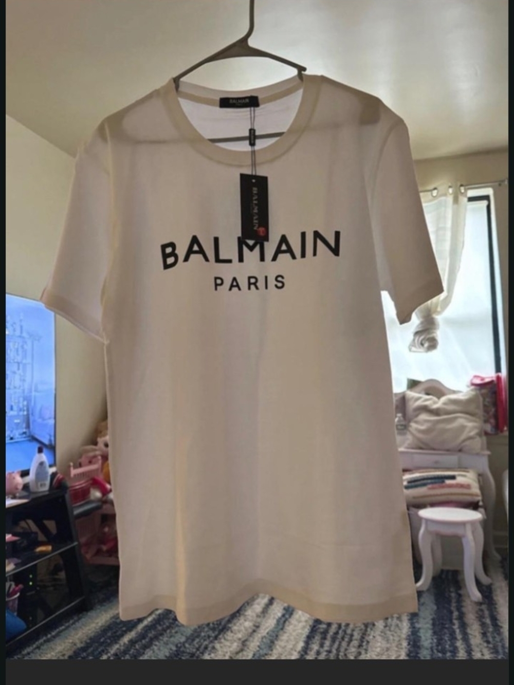 Balmain Paris Logo Print Cotton T-Shirt White